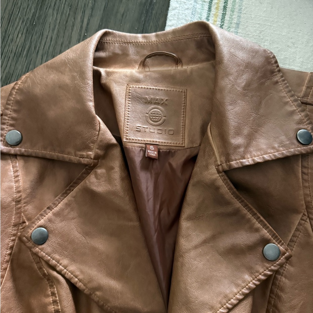 Max Studio Women's Brown Faux Leather Jacket size S